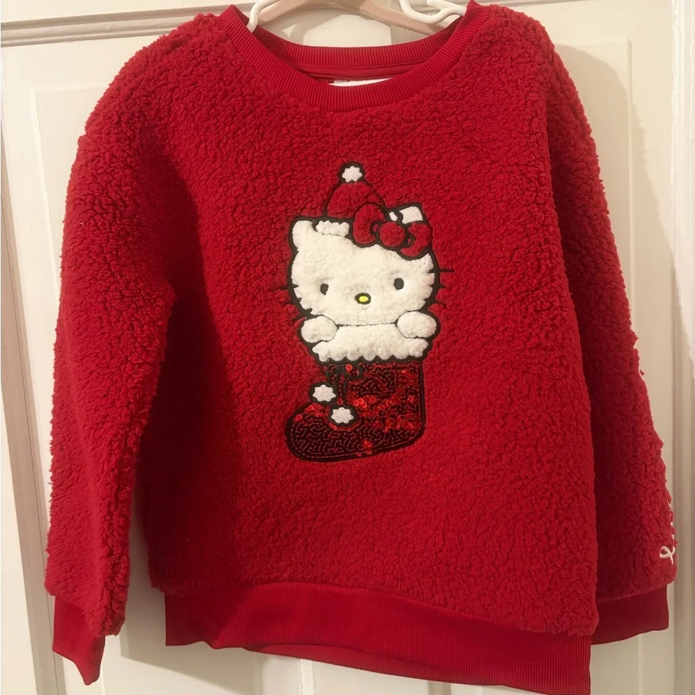 Carter's Red Sherpa Sweatshirt with Pink Bow Graphic